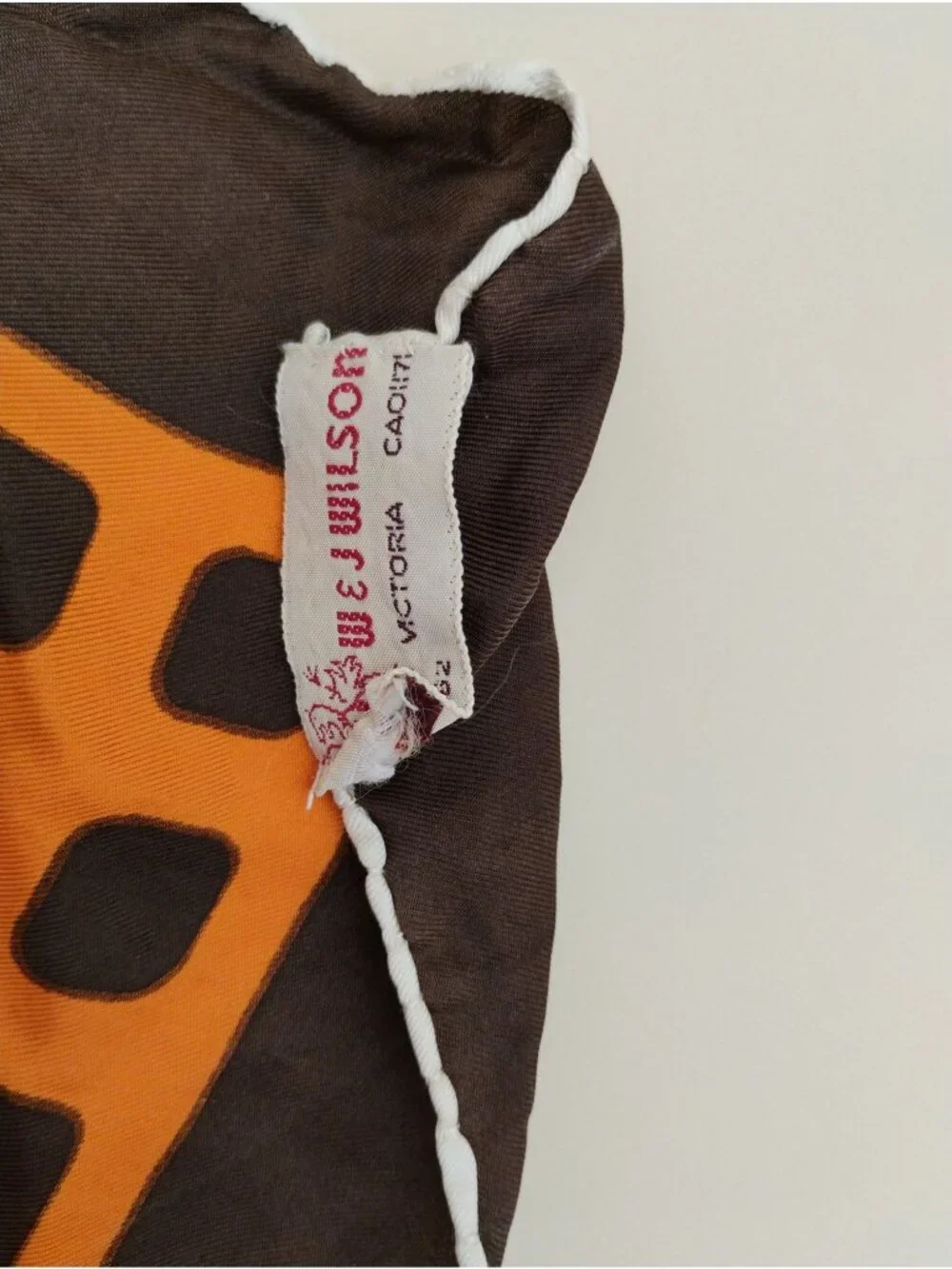 Vintage Kreier & J Wilson Geometric Scarves Orange Brown Retro Midcentury MCM